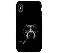 Custodia per iPhone X/XS Cool Dog Smoking Occhiali da sole Retro Pop Art Canine Design