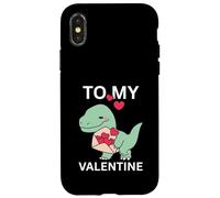 Custodia per iPhone X/XS Cool Little Dino con Lover Letter Gift To My Valentine Day