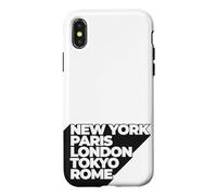 Custodia per iPhone X/XS Cool New York Paris London Tokyo Rome Illustration Graphic