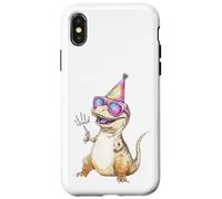 Custodia per iPhone X/XS Cool T-Rex Party Dino Celebration Occhiali da sole