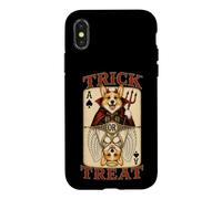 Custodia per iPhone X/XS Corgi Dog Trick or Treat Devil Angel - Giocatore di carte da gioco