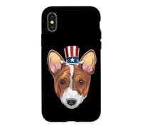 Custodia per iPhone X/XS Corgi Uncle Sam 4 luglio USA Dog Puppy