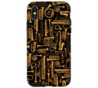 Custodia per iPhone X/XS Corna vintage in ottone suonatore strumenti musicali modello Royal