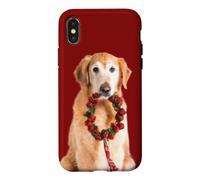 Custodia per iPhone X/XS Corona d'Avvento natalizia per cani Golden Retriever