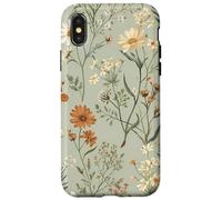 Custodia per iPhone X/XS Cottagecore botanico da giardino floreale con fiori selvatici verde salvia