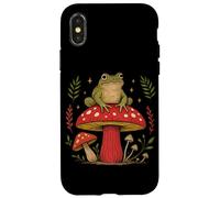 Custodia per iPhone X/XS Cottagecore - Rana sui funghi Amphibian Estetica Rospo Amante
