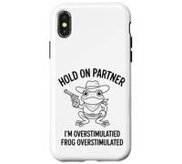 Custodia per iPhone X/XS Cowboy Frog Overstimulated Western Meme Funny Introverts