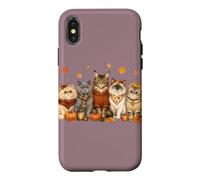 Custodia per iPhone X/XS Cozy Fall Autumn Cute Cat Funny Cat Kitten Lover