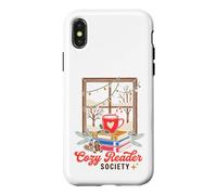 Custodia per iPhone X/XS Cozy Reader Society Christmas Book Lover Winter Reading