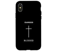 Custodia per iPhone X/XS Croce Benedetta Maledetta - Fede Cristiana Minimalista