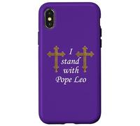 Custodia per iPhone X/XS Croce Romana. Io sto con Papa Leone.