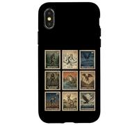 Custodia per iPhone X/XS Cryptid Stamp Set Bigfoot Yeti Mothman Legendary Creatures