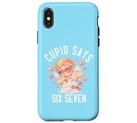 Custodia per iPhone X/XS Cupido dice sei sette 67 meme carino San Valentino umorismo pastello