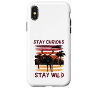Custodia per iPhone X/XS Curious Stay Wild Deer Sunset Nature Lover Outdoor Vintage