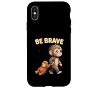 Custodia per iPhone X/XS Cute Baby Monkey Be Brave Viral Meme Emozionale Peluche