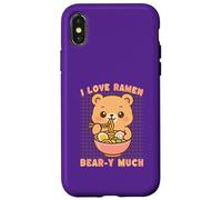 Custodia per iPhone X/XS Cute Bear ama il Ramen Kawaii Food Lover