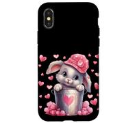 Custodia per iPhone X/XS Cute Bunny In Valentines Basket Hearts For Rabbit Mom