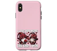 Custodia per iPhone X/XS Cute Gnome I Love You More The End I Win Pink Valentines