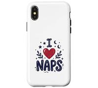 Custodia per iPhone X/XS Cute I heart Naps design for Moms, Sleepy Girl Funny Mom