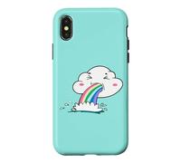 Custodia per iPhone X/XS Cute Kawaii Rainbow Puking Cloud Design