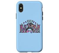 Custodia per iPhone X/XS Cute Messy Bun Graphic Purple Leopard Mama For Blue Boy Mom