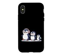 Custodia per iPhone X/XS Cute Penguin Family Walking Winter Cartoon