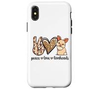Custodia per iPhone X/XS Cute Womens Girls Kawaii Peace Love Lionhead Rabbit Lover