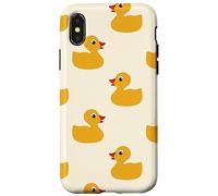 Custodia per iPhone X/XS Cute Yellow Rubber Duck Little Bath Toy Black