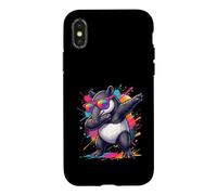 Custodia per iPhone X/XS Dabbing Tapir Graphic Kids Boys Colorful Animal Tapir Lovers