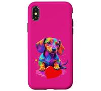 Custodia per iPhone X/XS Dachshund Shirt - Colorful Dachshund Heart Graphic