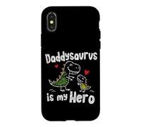 Custodia per iPhone X/XS Daddysaurus è il mio eroe Cute Doodle Kids Dad Dino Lovers