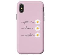 Custodia per iPhone X/XS Daisy Plant Peace Love Smile Common daisy Flower