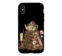 Custodia per iPhone X/XS Dark Academia Cottagecore Tea Books Botanical Mushroom