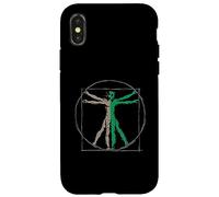 Custodia per iPhone X/XS DaVinci Vitruvian Uomo con UFO UAP Alien Science Design