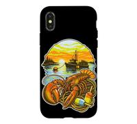 Custodia per iPhone X/XS Dawn Harbor Boat Silhouette Art