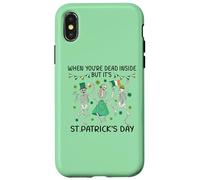 Custodia per iPhone X/XS Dead Inside St Patricks Day Dancing Skeletons Lucky Clover