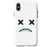 Custodia per iPhone X/XS Dead Tired Face - Funny Cartoon White/Blue