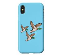 Custodia per iPhone X/XS Decorazione da parete retrò kitsch Three Flying Ducks 3 Mallards
