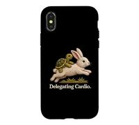 Custodia per iPhone X/XS Delegando Cardio Divertente Turtle Bunny Cottagecore