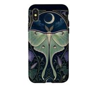 Custodia per iPhone X/XS Design Art Nouveau Luna Moth Moon Morning Glory