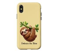 Custodia per iPhone X/XS Design divertente con bradipo pigro "Embrace the slow"