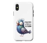 Custodia per iPhone X/XS Design divertente con uccellini piccioni e bugiardi