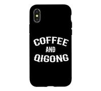 Custodia per iPhone X/XS Design divertente per caffè e qigong per gli amanti del caffè e del Qi Gong