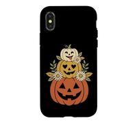 Custodia per iPhone X/XS Design vintage a forma di zucca con margherite anni '70