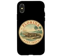 Custodia per iPhone X/XS Design Vintage Coccodrillo Tropicale Florida 1845