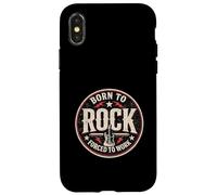 Custodia per iPhone X/XS Design vintage con chitarra Born To Rock Forced To Work
