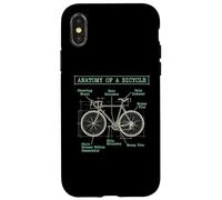 Custodia per iPhone X/XS Diagramma divertente di anatomia della bicicletta Giornata mondiale della bici umorismo del ciclista