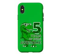 Custodia per iPhone X/XS DINOSAURIO 5 ANNI DI ESSERE FANTASTICO DINOSAURIO 5. COMPLEANNO
