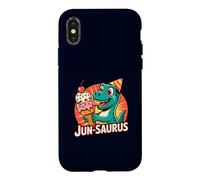 Custodia per iPhone X/XS Dinosauro Gelato Giugno Festa di Compleanno Jun-Saurus Pun
