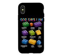 Custodia per iPhone X/XS Dio dice che sono cristiano Block Building Toy Master Builder